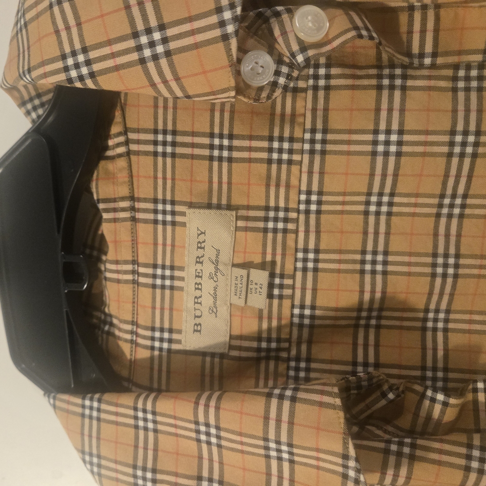 Burberry Tan Checkered Men's Shirt